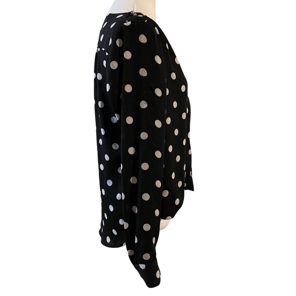 WHITE HOUSE BLACK MARKET Polka Dot Faux Wrap Blouse Top Womens Size 8 - Picture 6 of 13